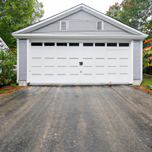 Suburban Hanover house with a sectional garage door, visible tracks and rollers, neutral overcast lighting.