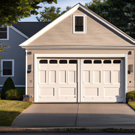 Suburban Hanover, MA home exterior with visible garage door and hardware in natural light.