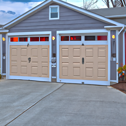 Newly installed sectional garage door on a Hanover, MA suburban home, showing panels and hardware.